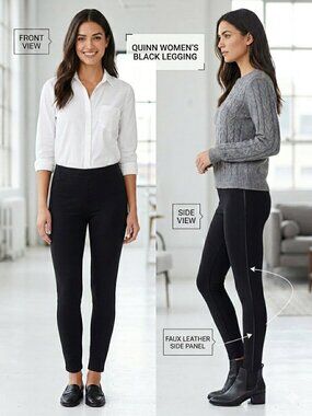 Quinn Black Legging with Faux leather side Women's- Size Small